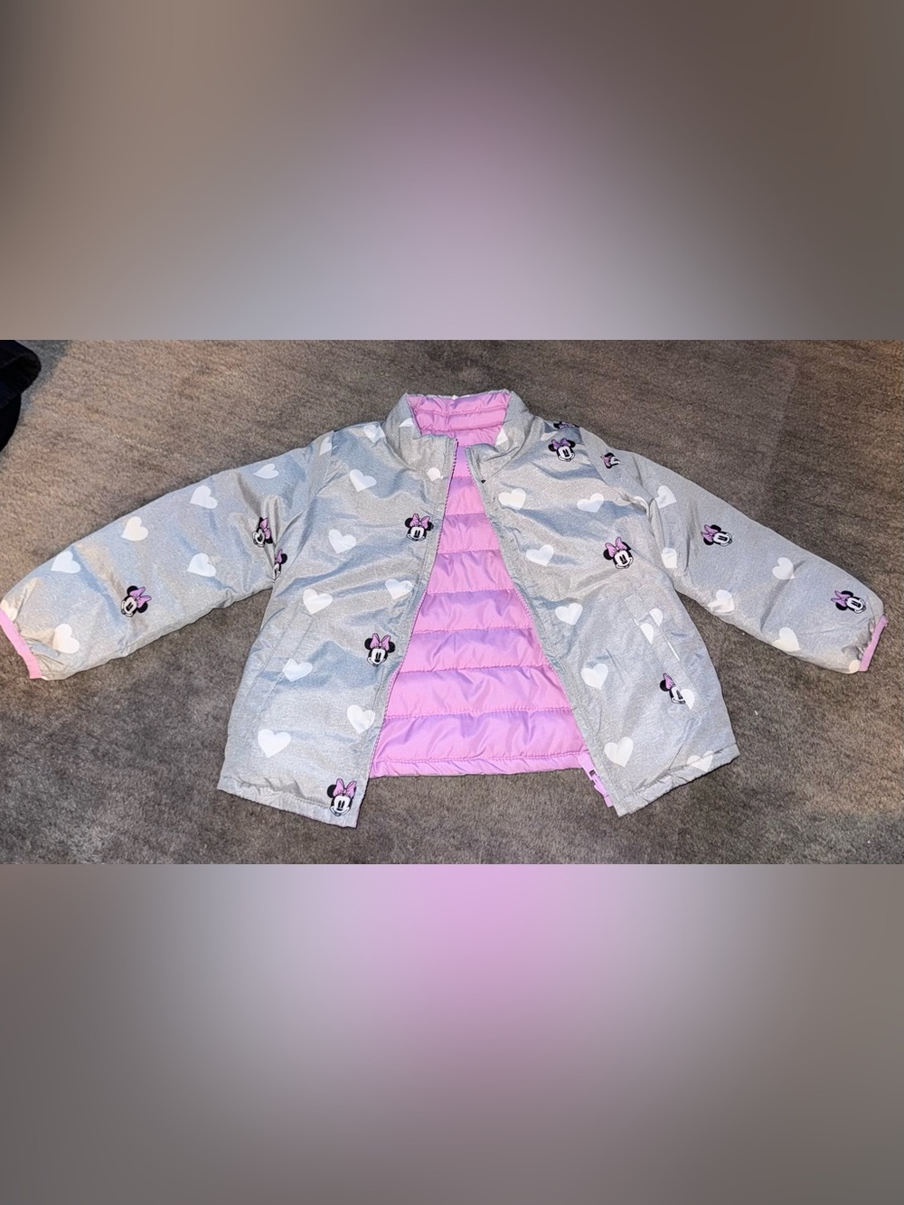 Baby Gap Disney Minnie Mouse Reversible Puffer Jacket Girls 3T